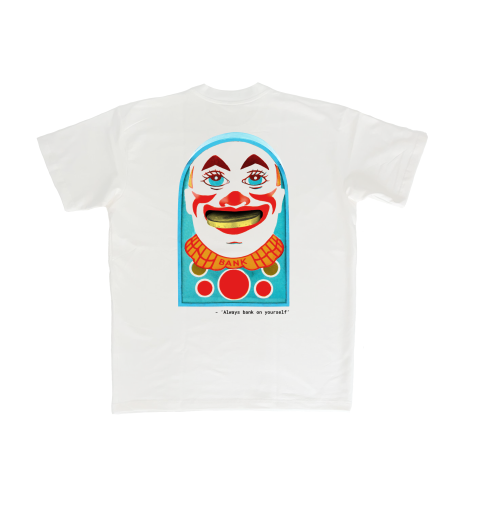 Aebel T-shirt Off-White Coin Clown Back