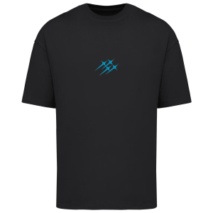 tttt unlimited T-shirt Black Mid Chest Logo Blue Stars