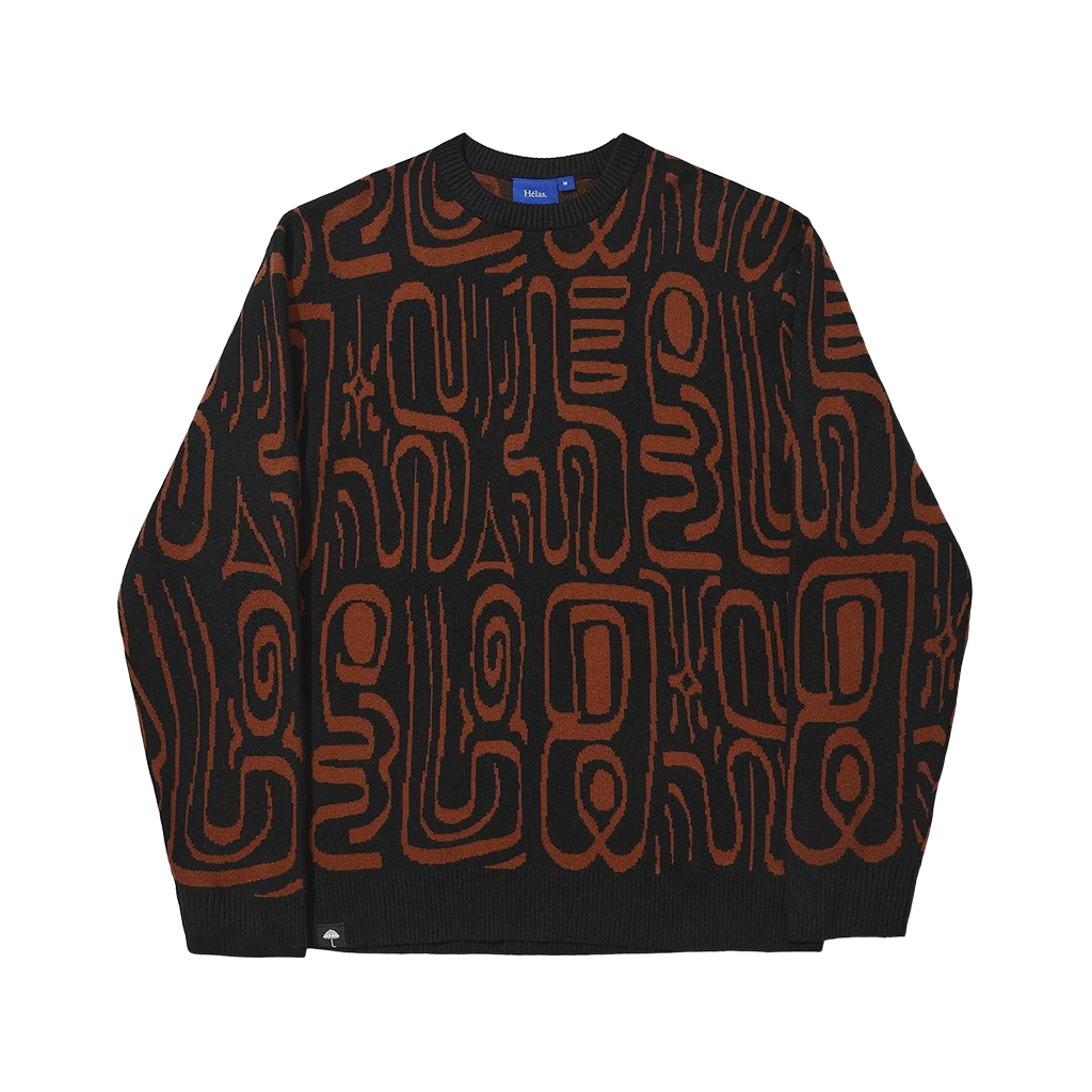 HÉLAS ABSTRACT CREWNECK KNIT BLACK/BROWN