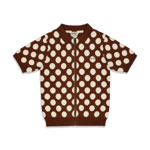 THE LOOSE COMPANY POLKA DOT ZIP UP POLO