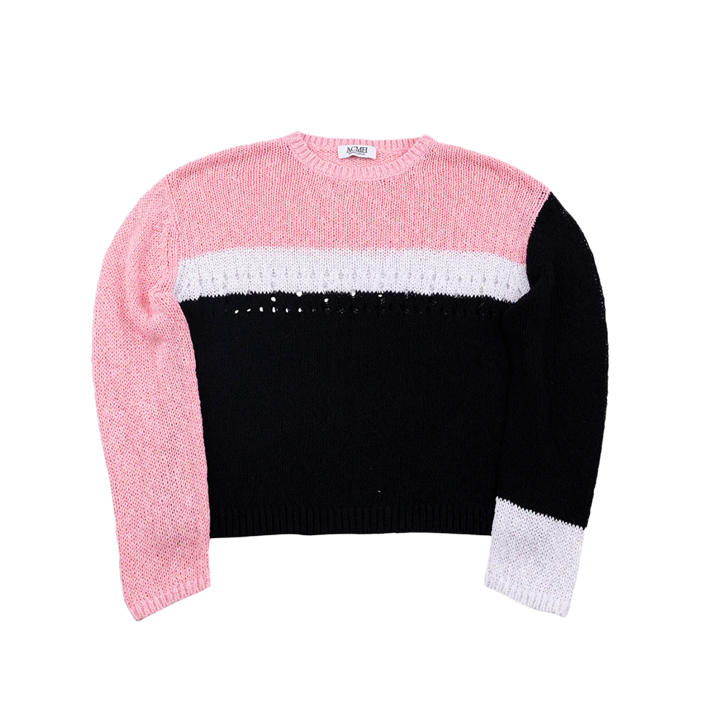 ACMH RICHMAN OPEN KNIT JUMPER PINK BLACK MIX