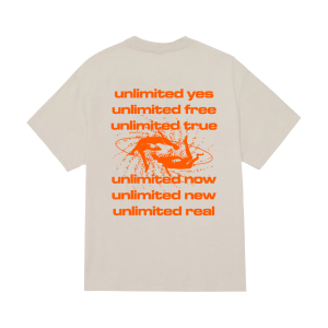 tttt unlimited YES T-SHIRT - off white orange